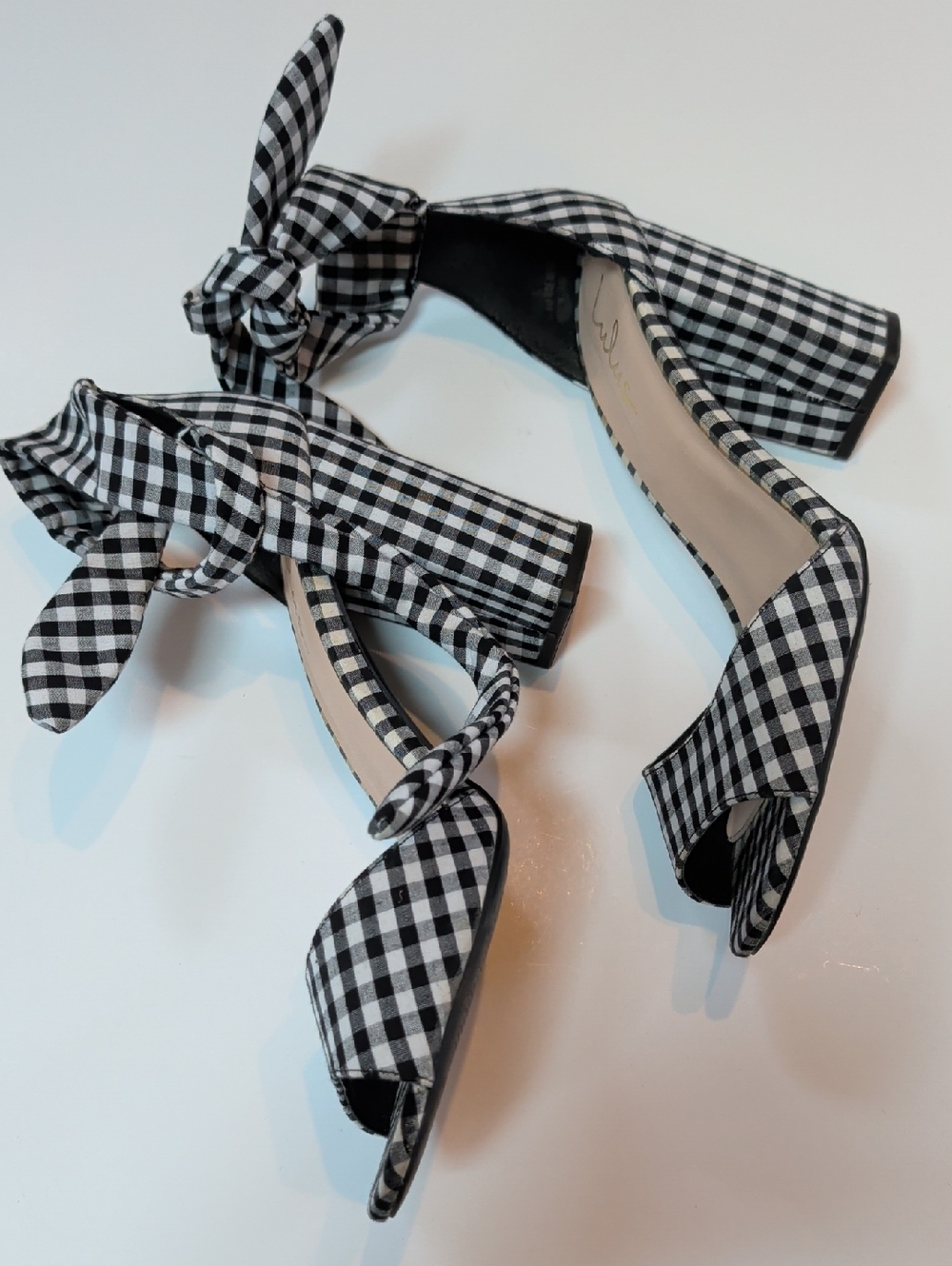 Lulu's, Covington, Black And White Gingham Block Heels. Sz 10 - Picture 3 of 11